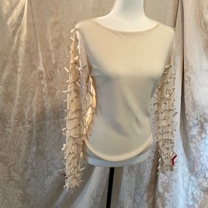 Lafayette 148 NewYork ivory ribbon sweater